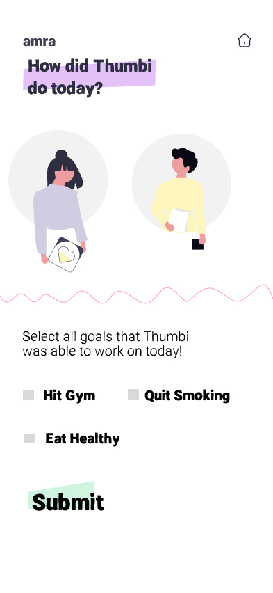 Goal check screen to mark partner goal completion and award points