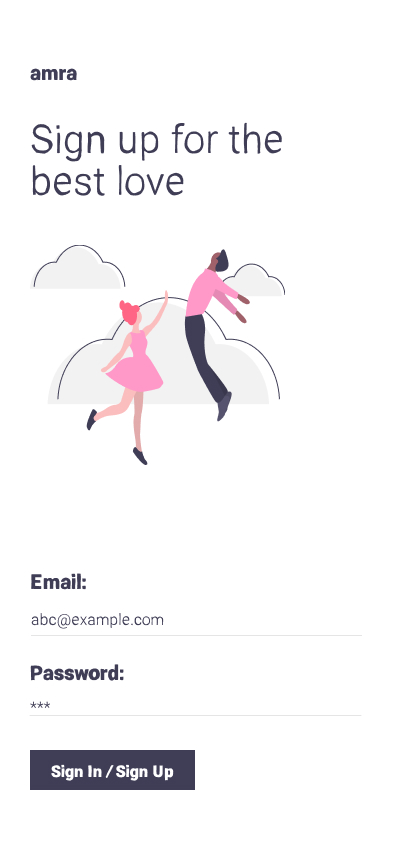 Amra sign-in screen with illustration and Google sign-in button